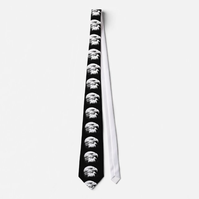 Black & White American Bald Eagle Eye Tie (Front)