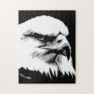 Black White American Bald Eagle Pop Art Jigsaw Puzzle