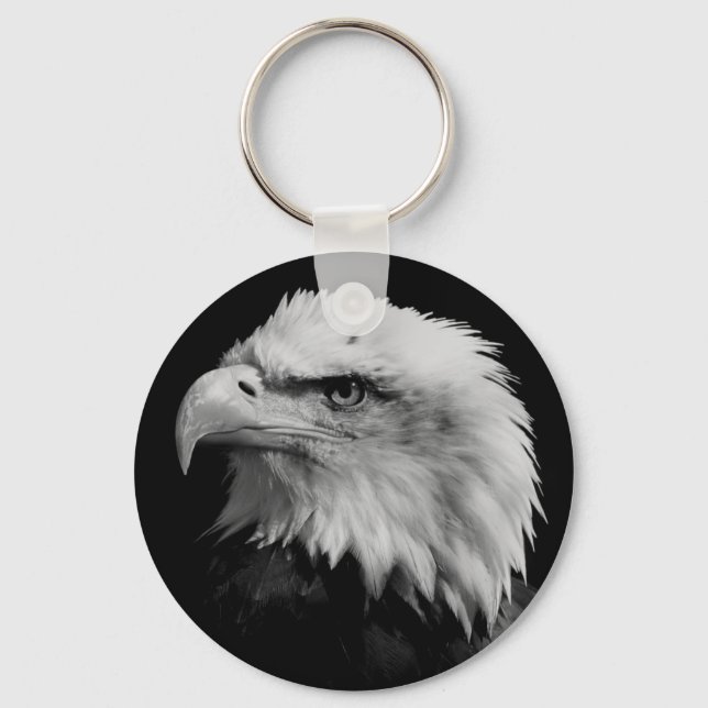 Black White American Eagle Leadership Motivational Key Ring (Front)