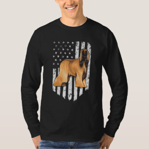 Black White American Flag Afghan Hound 4th Of July T-Shirt