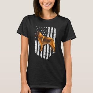 Black White American Flag Belgian Tervuren 4th Of T-Shirt
