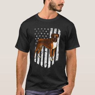 Black White American Flag Boxer 4th Of July Usa T-Shirt