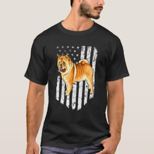 Black White American Flag Chow Chow 4th Of July Us T-Shirt