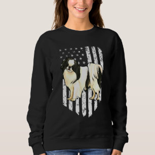 Black White American Flag Japanese Chin 4th Of Jul Sweatshirt