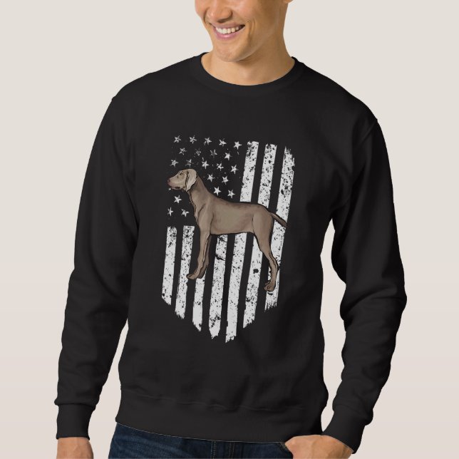 Black White American Flag Pointer 4th Of July Usa Sweatshirt (Front)