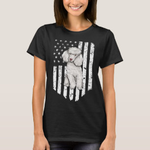 Black White American Flag Poodle 4th Of July Usa T-Shirt