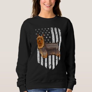 Black White American Flag Silky Terrier 4th Of Jul Sweatshirt