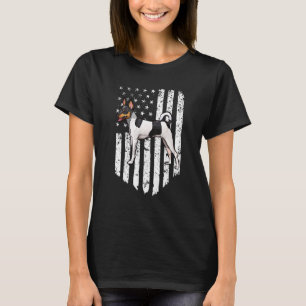 Black White American Flag Toy Fox Terrier 4th Of J T-Shirt