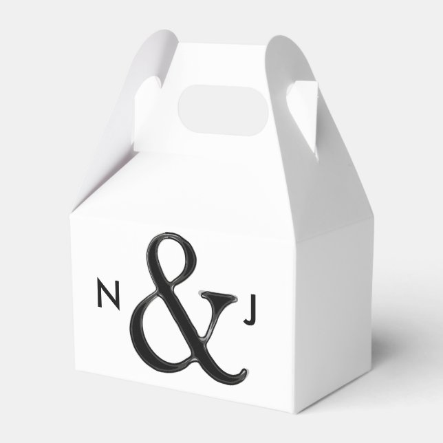 Black & White Ampersand Chic Custom Wedding Favour Favour Box (Front Side)