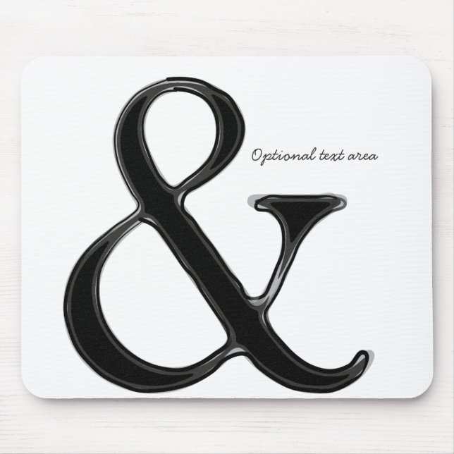 Black & White Ampersand Chic Modern Personalised Mouse Pad (Front)
