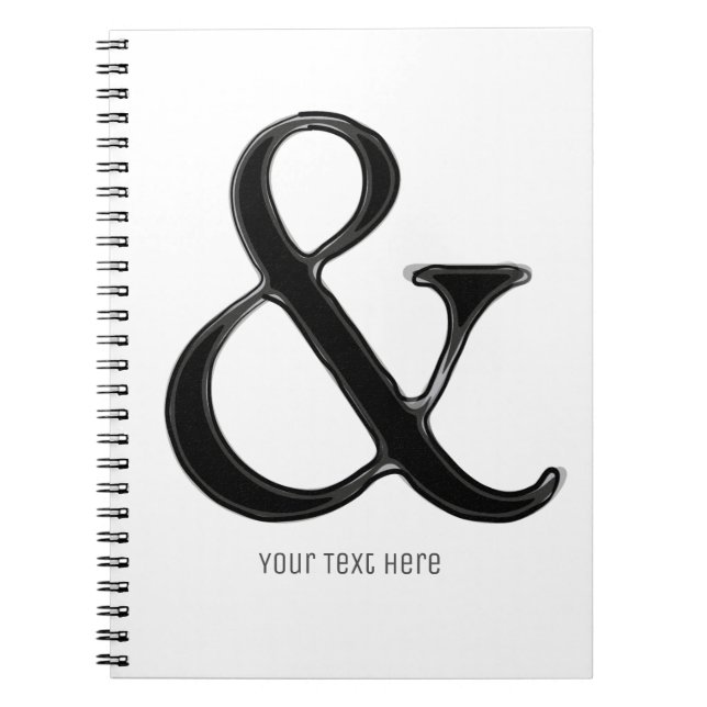 Black & White Ampersand Chic Modern Personalised Notebook (Front)