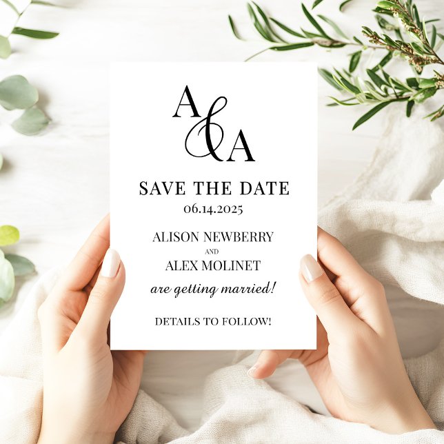 Black & White Ampersand Modern Save the Date Invitation (Creator Uploaded)