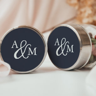 Black & White Ampersand Monogram Wedding Classic Round Sticker
