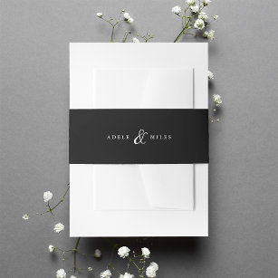 Black & White Ampersand Personalised Wedding Invitation Belly Band