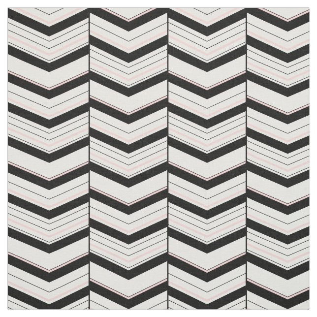 Black White and Blush Chevron Fabric (Swatch)