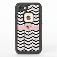 Black White and Blush Chevron Lifeproof Case