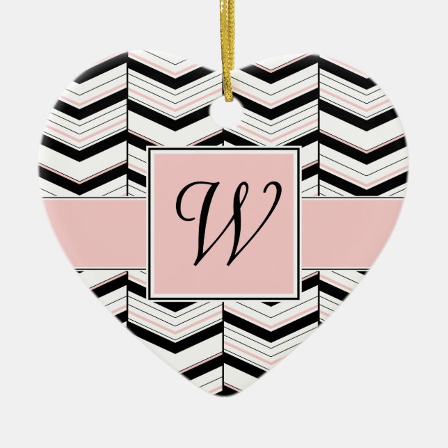 Black White and Blush Chevron Ornament (Front)