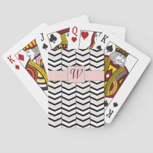 Black White and Blush Chevron Playing Cards