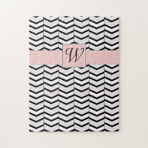 Black White and Blush Chevron Puzzle