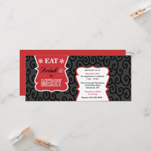 Black, White and Elegant Holiday Party Invitation