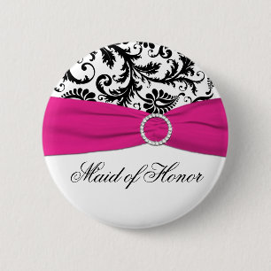 Black, White, and Fuchsia Maid of Honour Pin