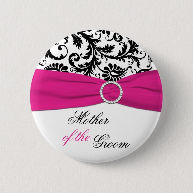 Black, White, and Fuchsia Mother of the Groom Pin (Front)