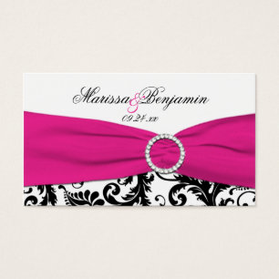 Black, White, and Fuchsia Wedding Favour Tag