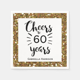 Black White and Gold 60th Birthday Napkin