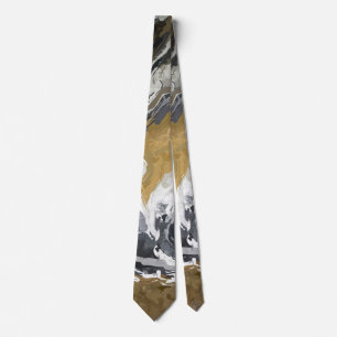Black, White and Gold Abstract  Tie