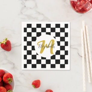 Black White and Gold Elegant Aesthetic Napkin