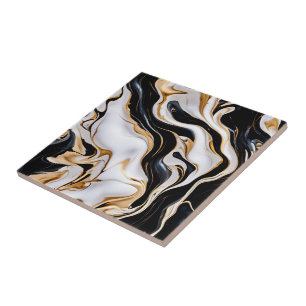 Black, White and Gold Faux Marble Tile