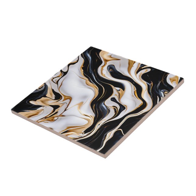 Black, White and Gold Faux Marble Tile (Side)