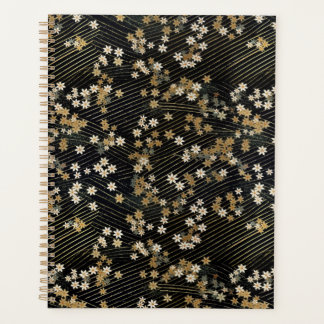 Black, White and Gold Floral Chiyogami Planner
