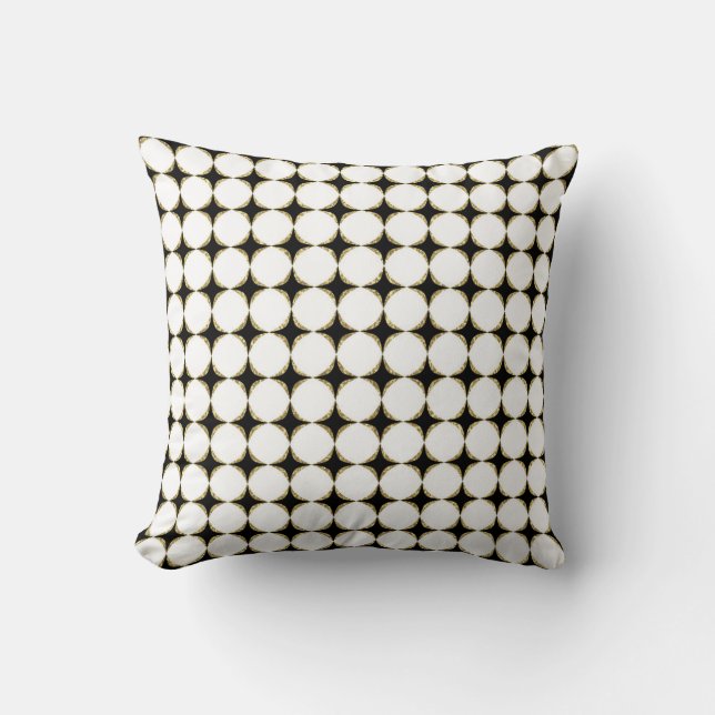 Black, White and Gold Geometric Pillow (Front)