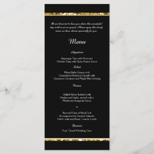 Black White and Gold Glitter Wedding Menu