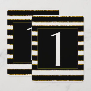 Black White and Gold Glitter Wedding Table Number