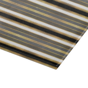 Black, White, and Gold Lace Glass Cutting Board