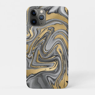 Black, White And Gold Marbled Oil Slick Abstract Case-Mate iPhone Case