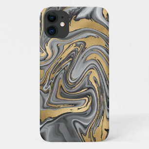 Black, White And Gold Marbled Oil Slick Abstract Case-Mate iPhone Case
