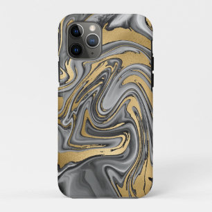Black, White And Gold Marbled Oil Slick Abstract Case-Mate iPhone Case
