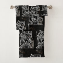 BLACK WHITE AND GOLD NATIVITY