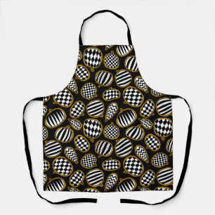 Black White and Gold Pumpkin Pattern Apron