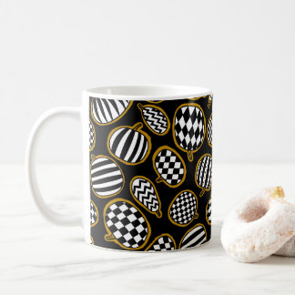 Black White and Gold Pumpkin Pattern Coffee Mug