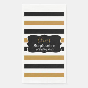 Black, White and Gold Stripes Birthday Party Napki Napkin