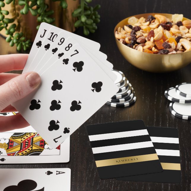 Black, white and gold stripes pattern playing cards (In Situ)
