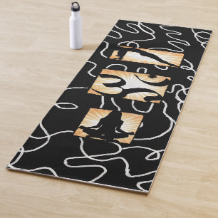 Black White and Gold Yoga and Meditation Mat