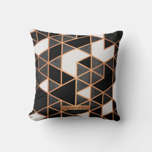 Black White and Golden Mosaic Cushion