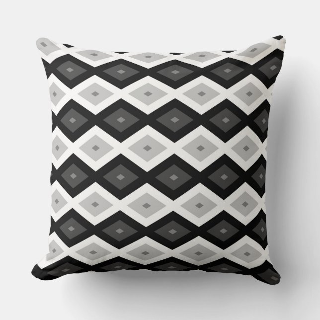 Black, white and gray diamond pattern cushion (Front)
