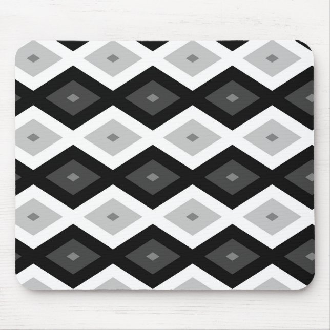 Black, white and gray diamond pattern mouse pad (Front)