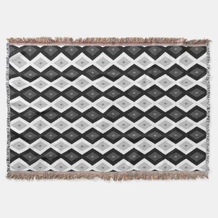 Black, white and gray diamond pattern throw blanket